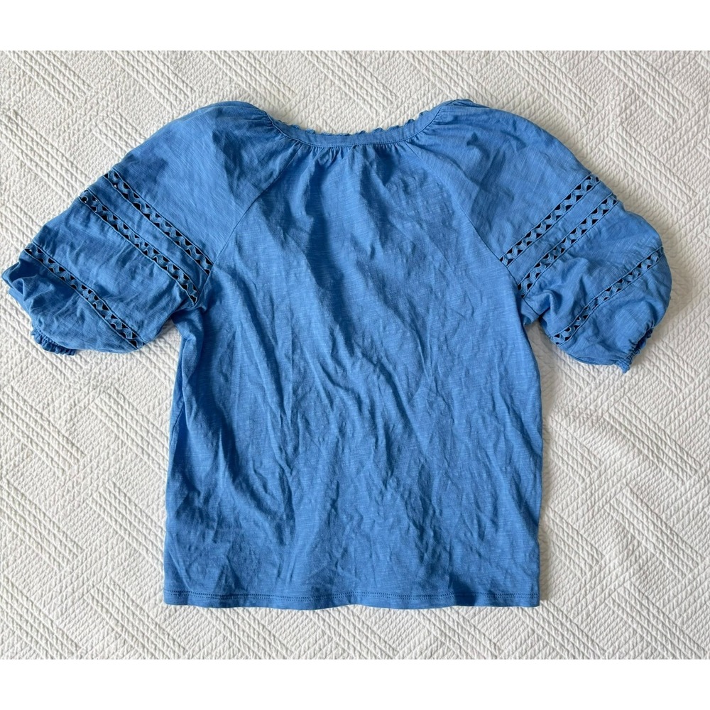 Boden Women's Size 4 Blue Maisy Rikrak Puff Sleeve Top V Neck Elevated Casual - Picture 8 of 8